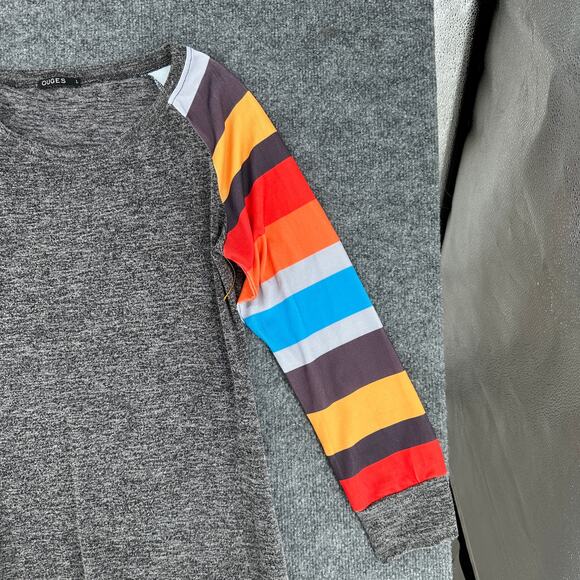 Ouges Women's Casual Color Block Extra Long T-Shirt Long Sleeve Multicolor L - Picture 4 of 5